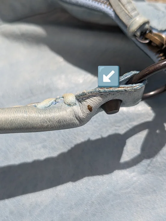 Balenciaga Leather Day Hobo Bag Light Blue Green Purse Shoulder Bag - Picture 15 of 16